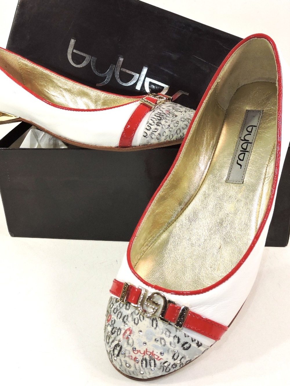 BYBLOS 🇮🇹 WOMEN'S WHITE SOFT LEATHER COMFORT SUMMER BALLET SHOES